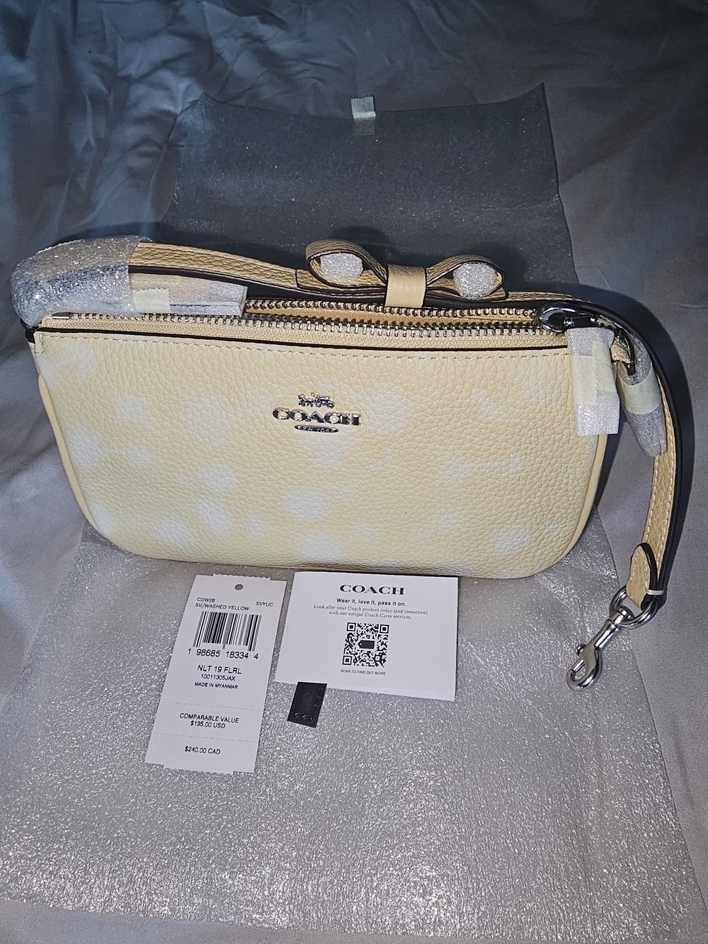 COACH Nolita 19 Leather Yellow Handbag With Floral Print And A Bow NWT